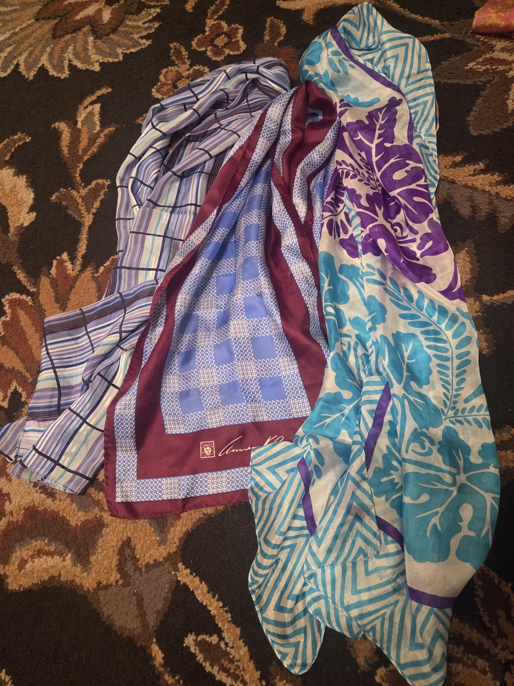 Colorful Mixed Scarves - Blue, Turquoise, Purple, Wine